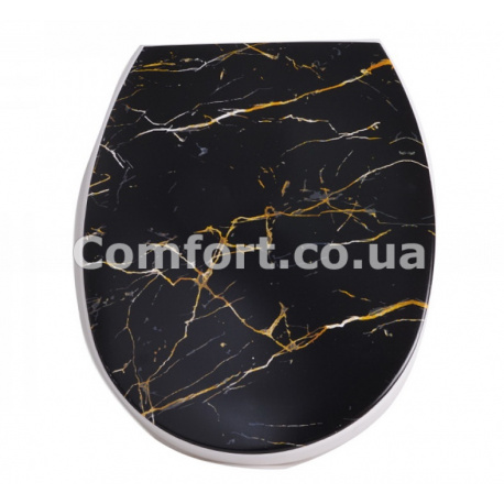 Крышка для унитаза ELIF с рисунком 372 черный мрамор
