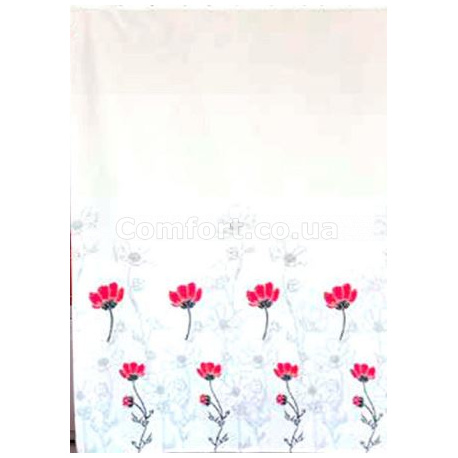 Штора Миранда BODRUM красные с черным цветочки