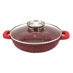 Сковорода 1998 мармур ручки силікон 24см з кришкою