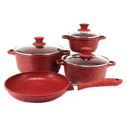 Кастрюли 1501 набор 4шт мрамор красный