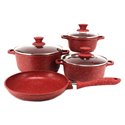 Каструлі 1501 набір 4шт мармур червоний