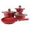 Каструлі 1501 набір 4шт мармур червоний