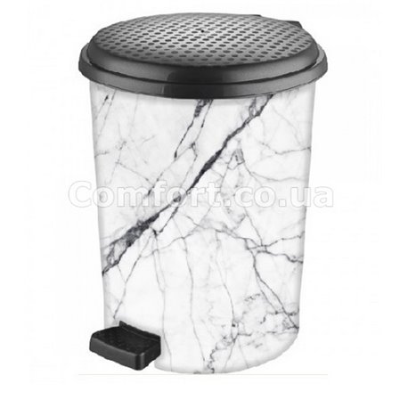 Ведро с педалью ELIF рисунок №2   7л   365 белый мрамор