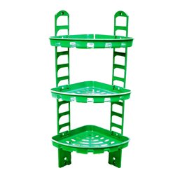 Полочка №1 угловая 3-яр комплект 3 мелких зеленый