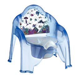 Горшок детский стульчик 3118 98 с рисунком прозрачный голубой