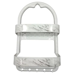 Полка OZER-B-016 для ванной 2-яр прямая белый мрамор 