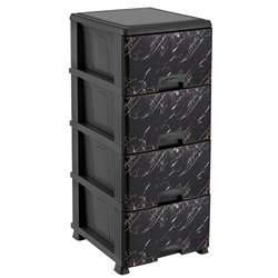 Комод OZER-K-012-X129 з малюнком 4-ярусний чорний мармур