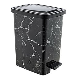 Ведро с педалью OZER-S-121-Х129 SLIM с рисунком 8,5л черный мрамор
