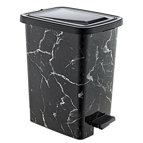 Відро з педаллю OZER-S-121-Х129 SLIM з малюнком 8,5л чорний мармур