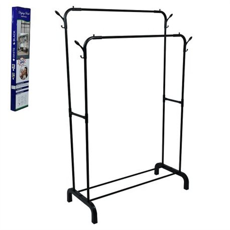 Вішалка стійка R88772BL пересувна подвійна органайзер для одягу 110х40х150см чорний