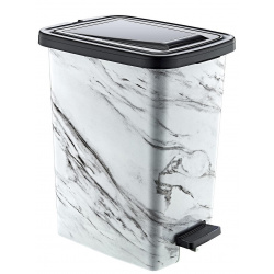 Ведро с педалью OZER-S-121-Х129 SLIM с рисунком 8,5л черный мрамор