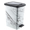Ведро с педалью OZER-S-121-Х129 SLIM с рисунком 8,5л черный мрамор