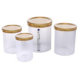 Банку для сипучих НП набір 0,65+1+1,5+2л №108g Gold кришка