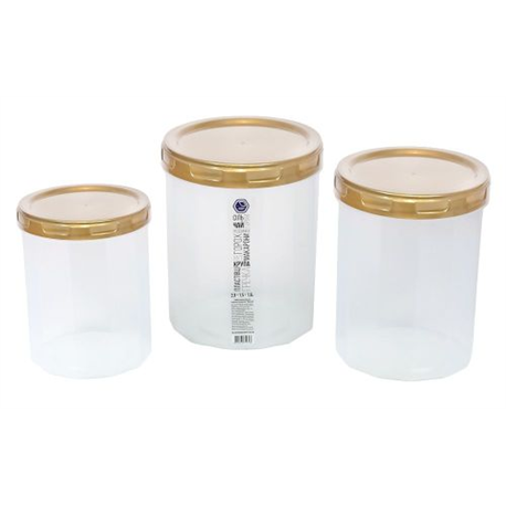 Банка для сыпучих НП набор 1+1,5+2л №99g Gold крышка