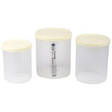 Банка для сыпучих НП набор 1+1,5+2л №99к кремовая крышка