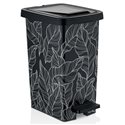 Ведро с педалью OZER-S-121-Х165 SLIM с рисунком 8,5л листья на черном