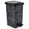 Ведро с педалью OZER-S-121-Х165 SLIM с рисунком 8,5л листья на черном