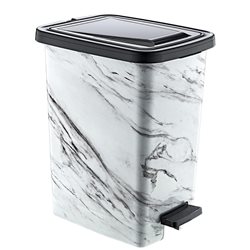 Відро з педаллю OZER-S-111-1х128 SLIM 15л білий мармур