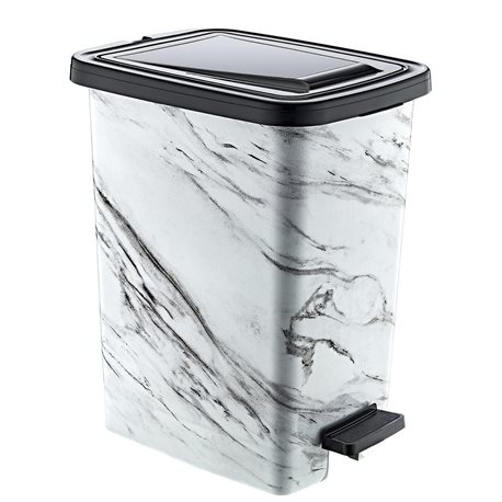 Відро з педаллю OZER-S-111-1х128 SLIM 15л білий мармур