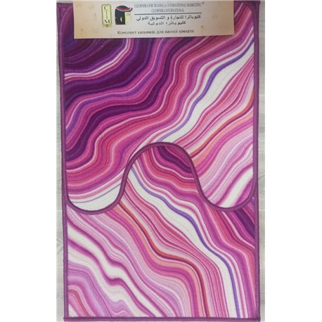 Коврик 2-й набор Клеопатра с рисунком 50х80+57х60 602995 фиолетово-розовые волны