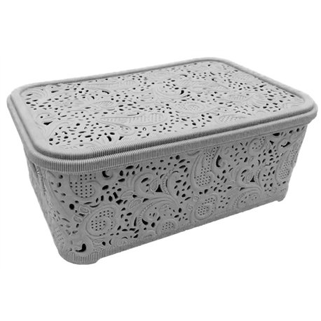 Корзина Ажур  4,7л с крышкой ПБ-447 серый