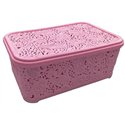 Корзина Ажур  4,7л с крышкой ПБ-447 розовый