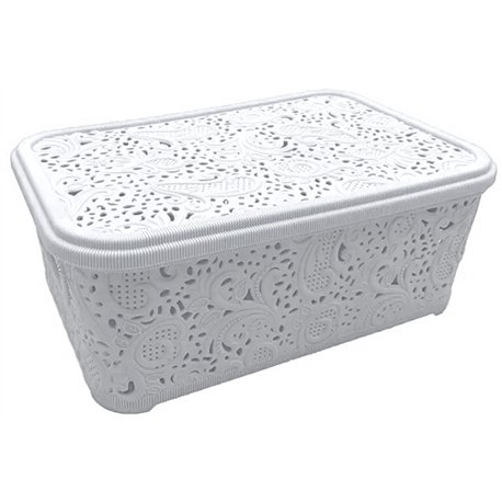 Корзина Ажур  4,7л с крышкой ПБ-447 белый