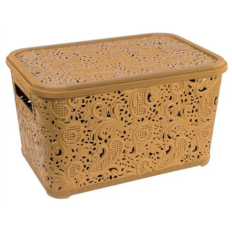 Кошик Ажур 7,5л з кришкою ПБ-416 бежевий