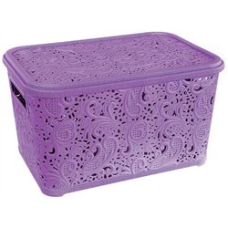 Корзина Ажур  7,5л с крышкой ПБ-416 фиолетовый