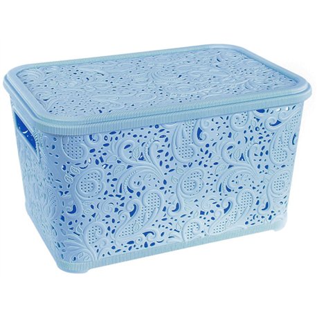 Кошик Ажур 12л з кришкою ПБ-591 блакитний