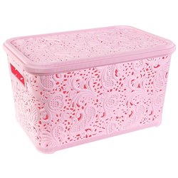 Кошик Ажур 18л з кришкою ПБ-607 рожевий