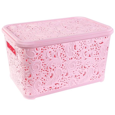 Кошик Ажур 18л з кришкою ПБ-607 рожевий
