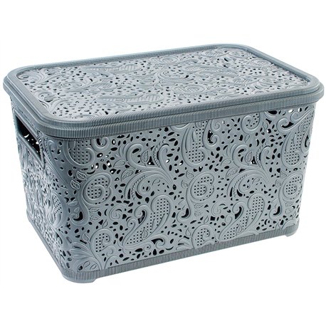 Корзина Ажур 18л с крышкой ПБ-607 серый