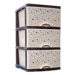 Комод ТРИ ЯРУСА Ажур бежево-коричневий У ЗОБРАНОМУ ВИГЛЯДІ