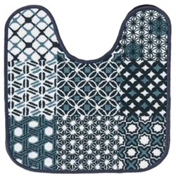 Килимок Таба туалетнік 57х60 бірюзово-чорні квадрати