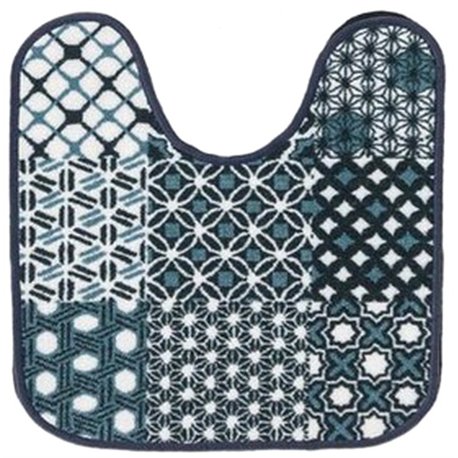 Килимок Таба туалетнік 57х60 бірюзово-чорні квадрати