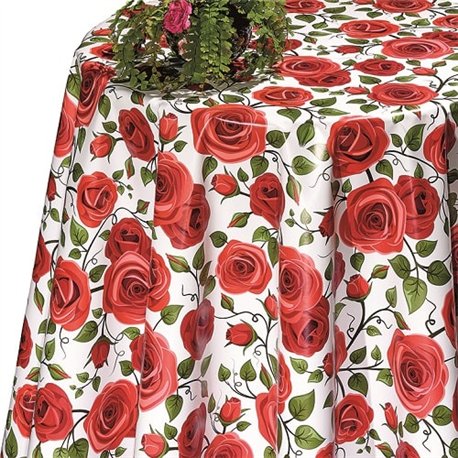 Клеенка 1,40*20м рулон Dekorama 138A красные розочки на белом