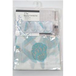 Штора SC13 силикон 180х180 голубая ракушка