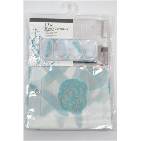 Штора SC13 силикон 180х180 голубая ракушка