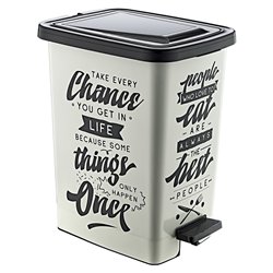 Ведро с педалью OZER-S-111-1х137 SLIM с рисунком 15л People белый