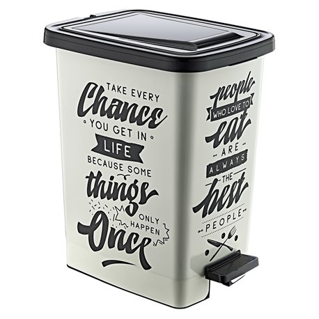 Відро з педаллю OZER-S-111-1х137 SLIM з малюнком 15л People білий 