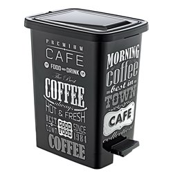 Відро з педаллю OZER-S-111-1х138 SLIM з малюнком 15л чорна кава