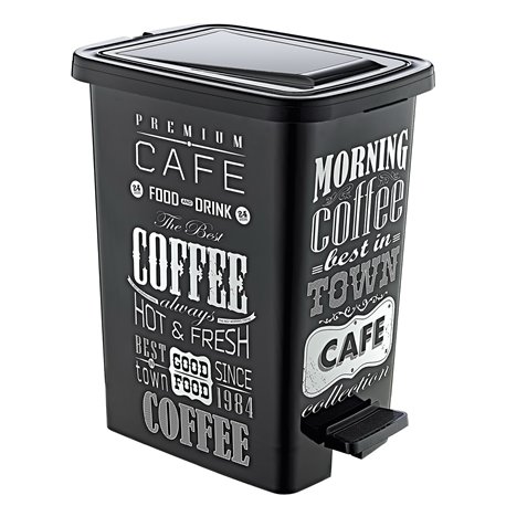 Відро з педаллю OZER-S-111-1х138 SLIM з малюнком 15л чорна кава