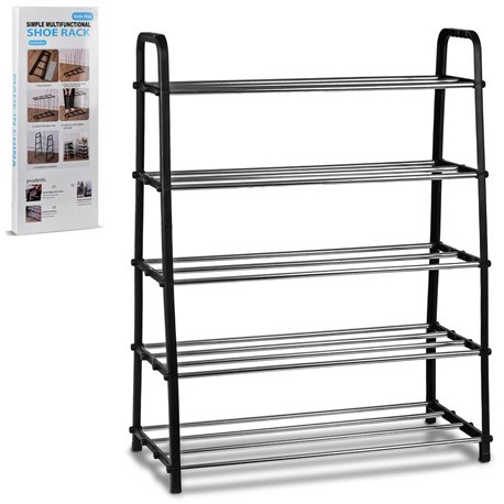 Полка для взуття метал 5 R97341-5 у коробці 58х28х73см чорний