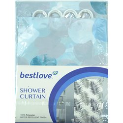 Штора H12503 в ванную 170х180см Круги голубые