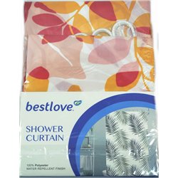 Штора H12503 в ванную 170х180см Листья желто-красные