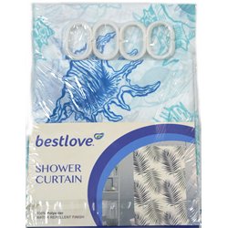 Штора H12503 в ванную 170х180см Ракушка на белом