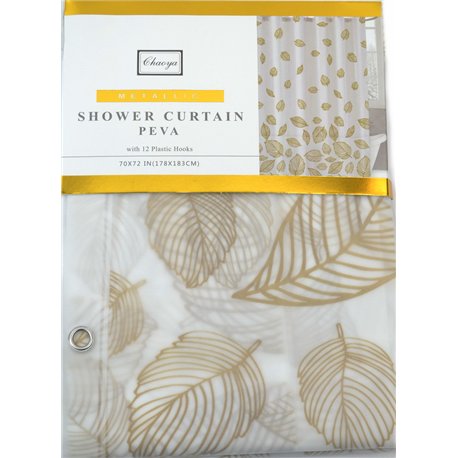 Штора SC12 силикон 178х183 золото Листья