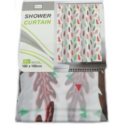 Штора 60086 силикон 180х180 Листья красные