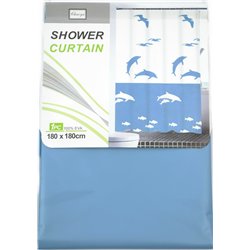 Штора 60086 силікон 180х180 Дельфіни на білому